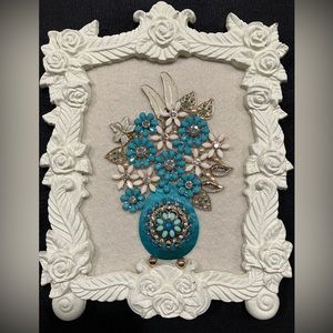 FRAMED JEWELRY ART COLLAGE IN CAST IRON FRAME  UNIQUE HANDMADE OOAK GIFT 🎁 IDEA